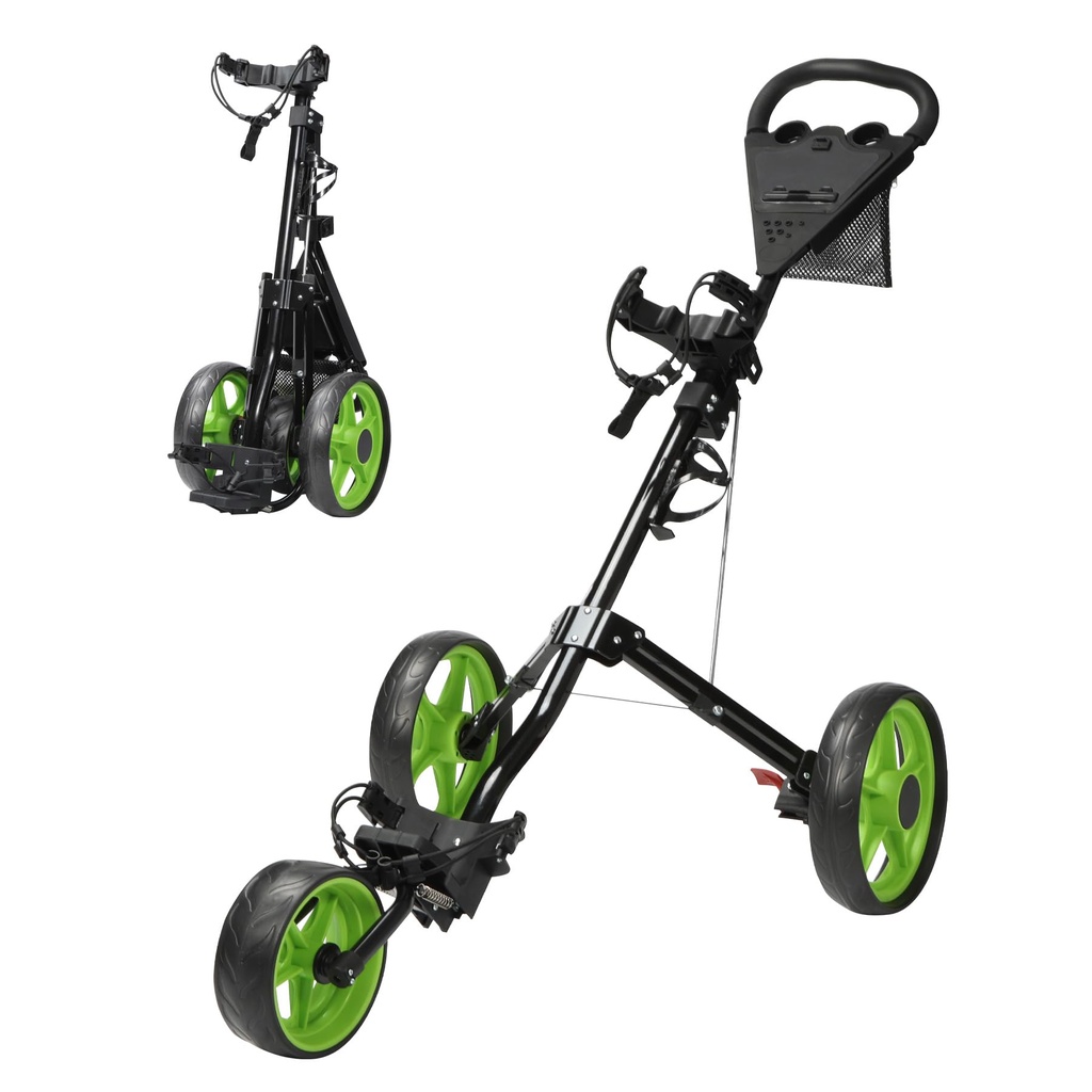 REDCAMP Foldable 3 Wheel Push Golf Trolley with Foot Brake Lightweight Golf Cart 
