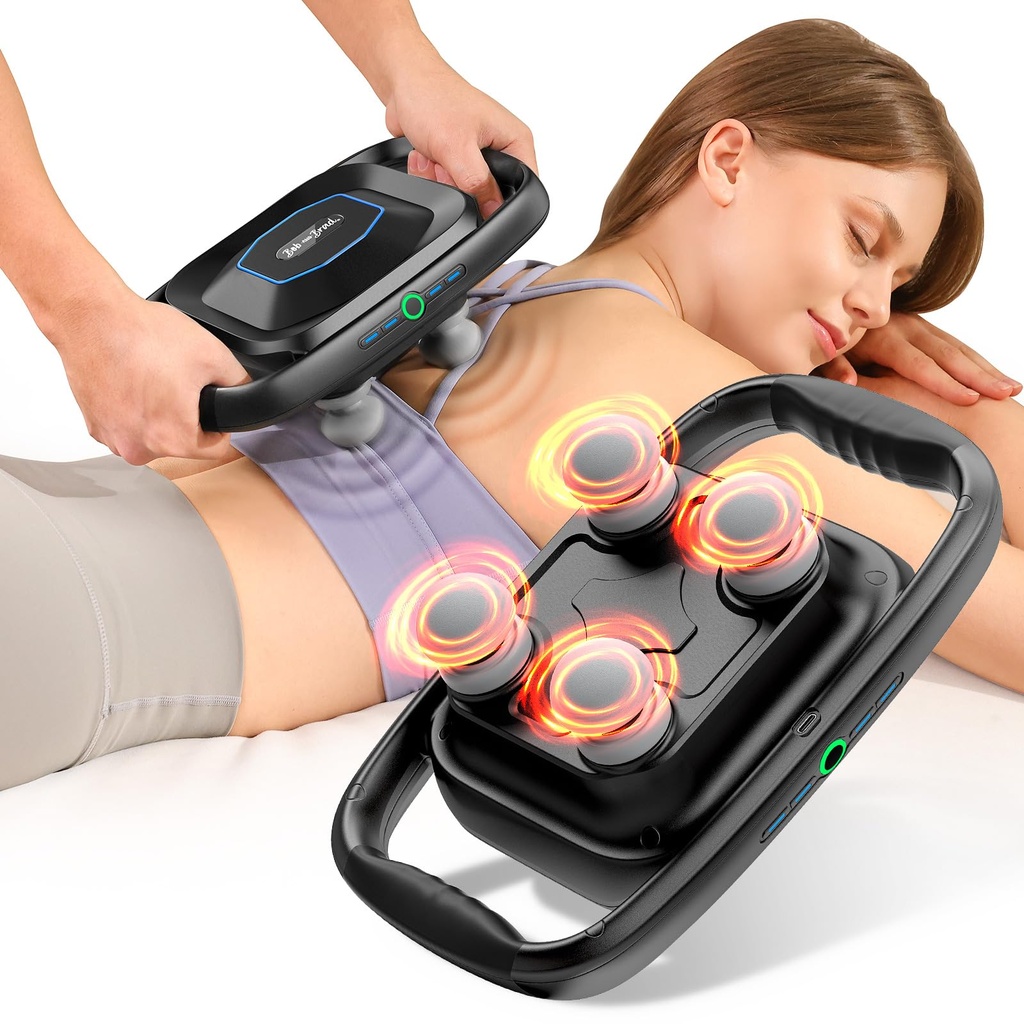 BOB AND BRAD TheraPanel Deep Tissue Massage Gun, 2-in-1 Broad Plate & Quad-Node Muscle Mass