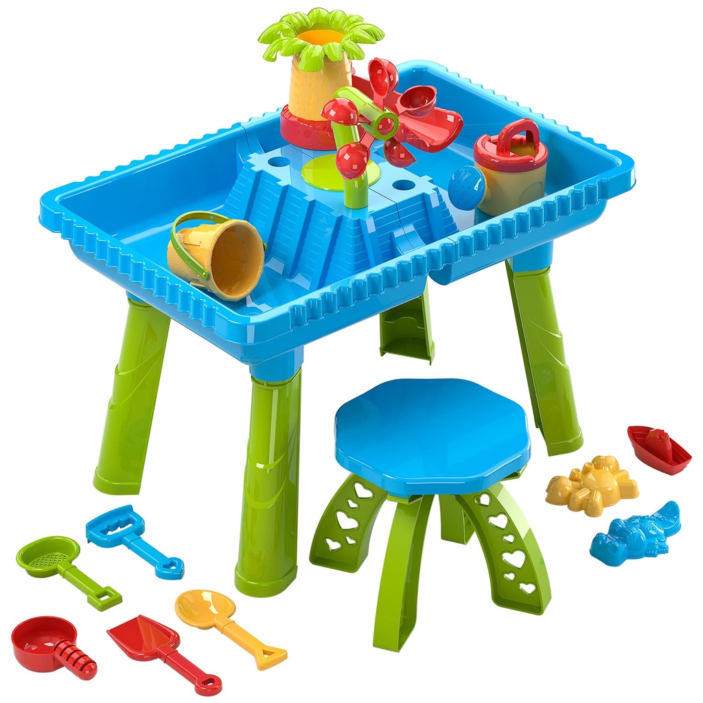 TEMI Sand Water Table Outdoor Toys - Toddler Activity Table Sandbox Toy Sensory Playset Sum