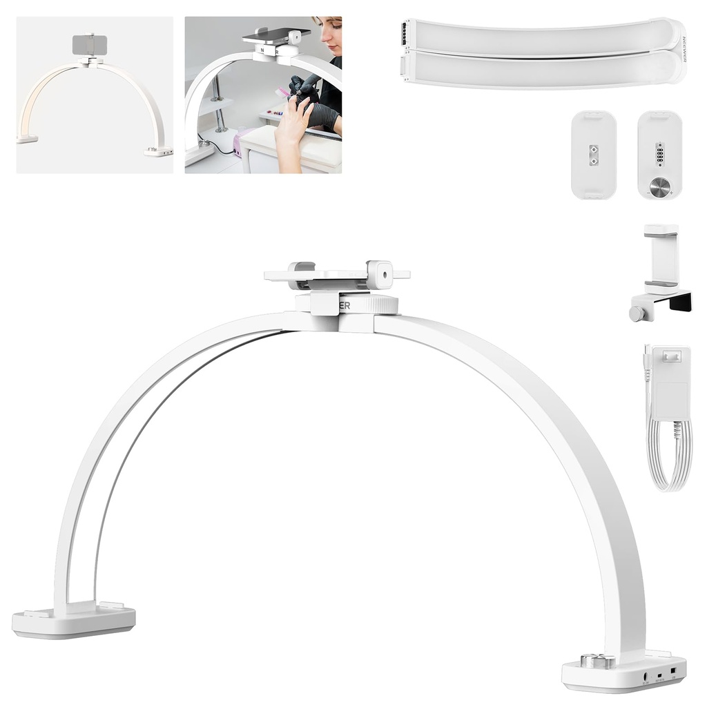 NEEWER BASICS HM01-D 29" Arc Lamp,40W Foldable LED Half Moon Table Nail Tech Light for Desk