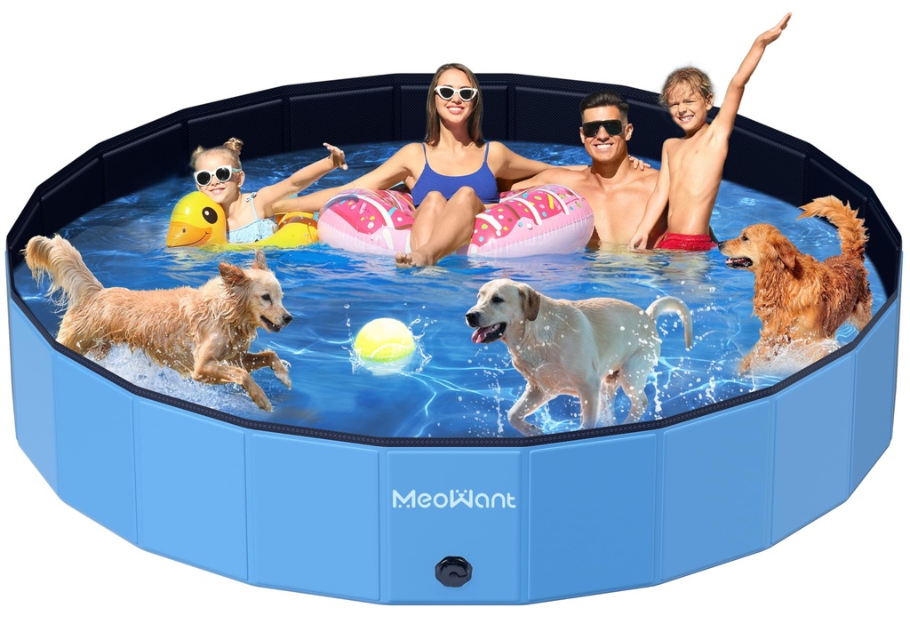 Meowant Foldable Dog Pool Dog Paddling Pool, Upgrade Thickened PP Material Swimming Pools f
