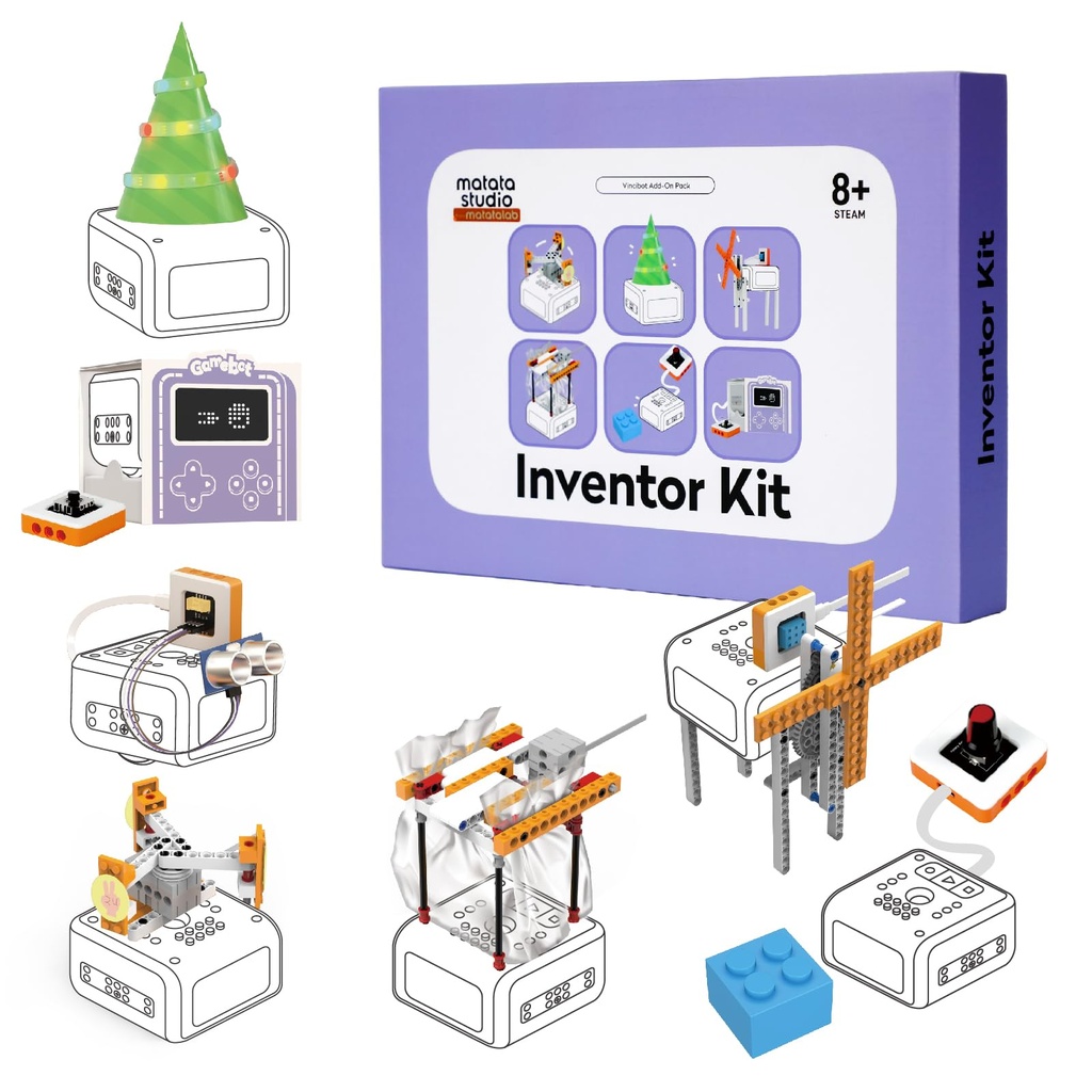 MatataStudio Inventor Kit for Vincibot Robot with 7*Building Styles, 5*Electronic Modules,