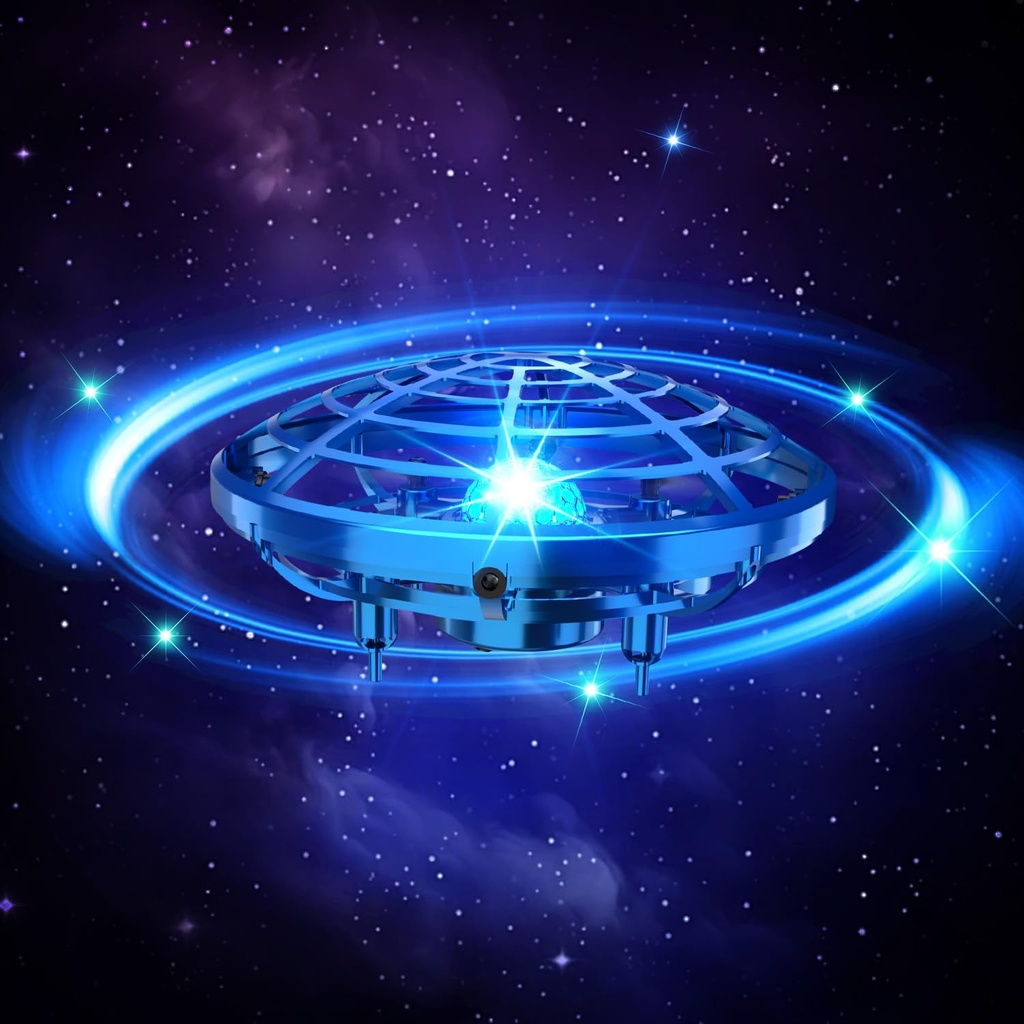 DEERC D12 Hand Operated Flying Toy Drone for Kids, UFO Flying Ball Mini Drone with Cool LED