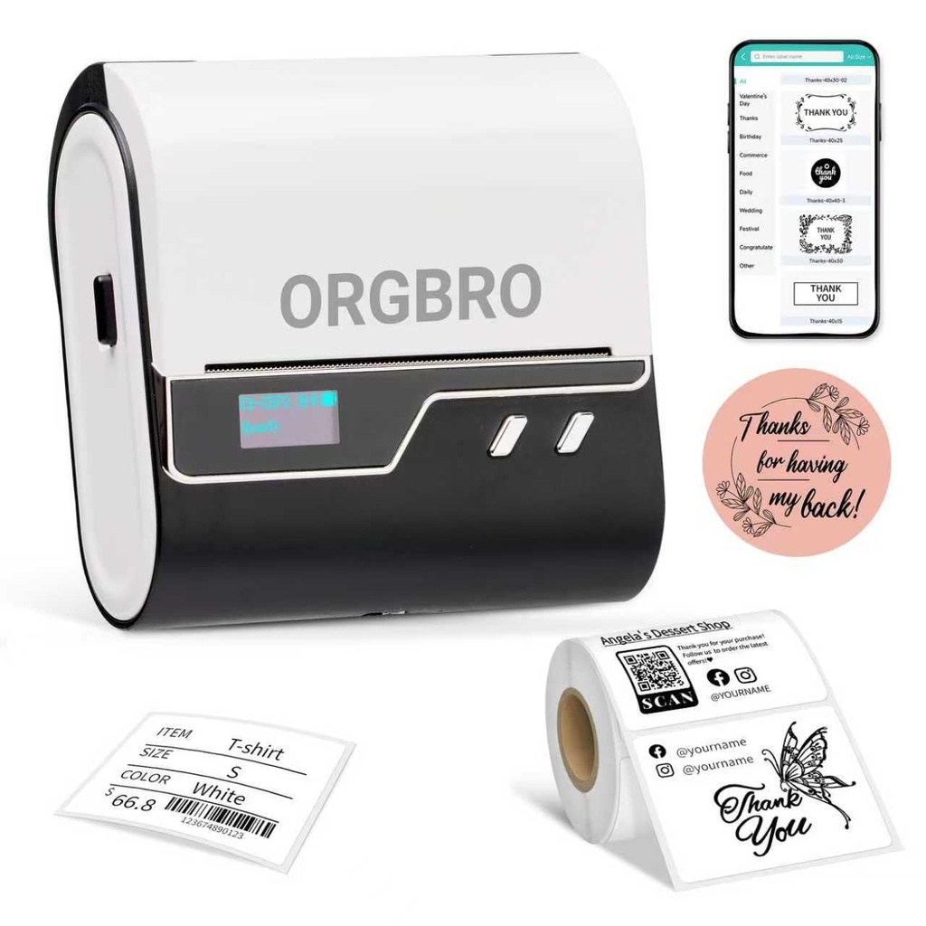 ORGBRO Z3 Label Maker Bluetooth Thermal 2-3 Inch Label Printer