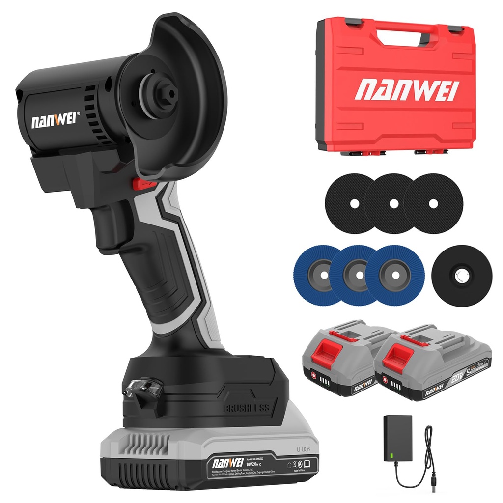 NANWEI 76mm Cordless Angle Grinder, Compact&Light for Cut Grind Polish