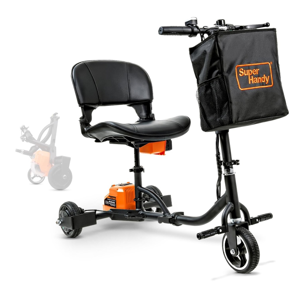 SuperHandy 3 Wheel Folding Mobility Device Electric Powered Portable Ultra Lightweight, out of box