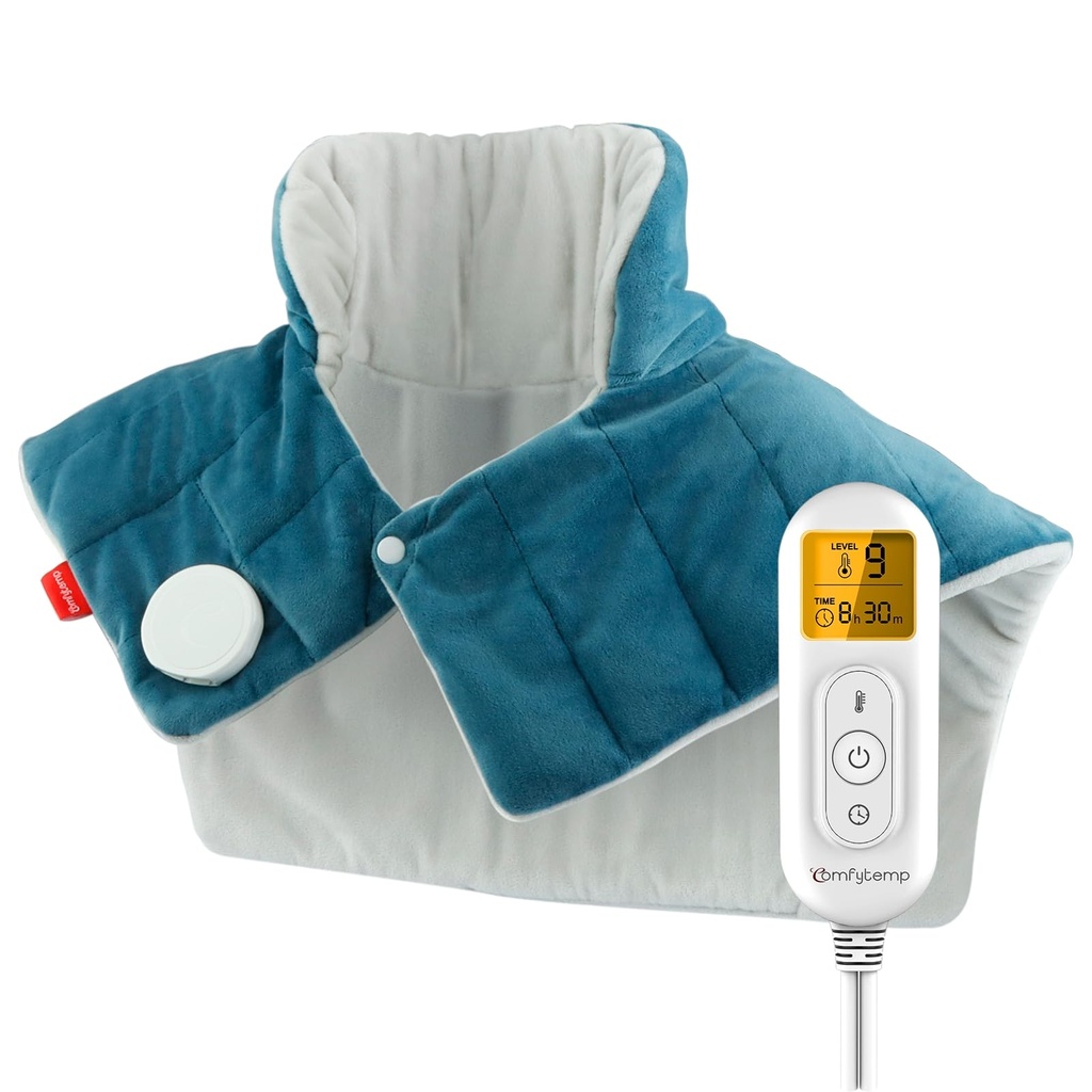 Comfytemp Fully Weighted Neck and Shoulder Heat Pad, 2.2lb Electric Neck Heating Pad with 9
