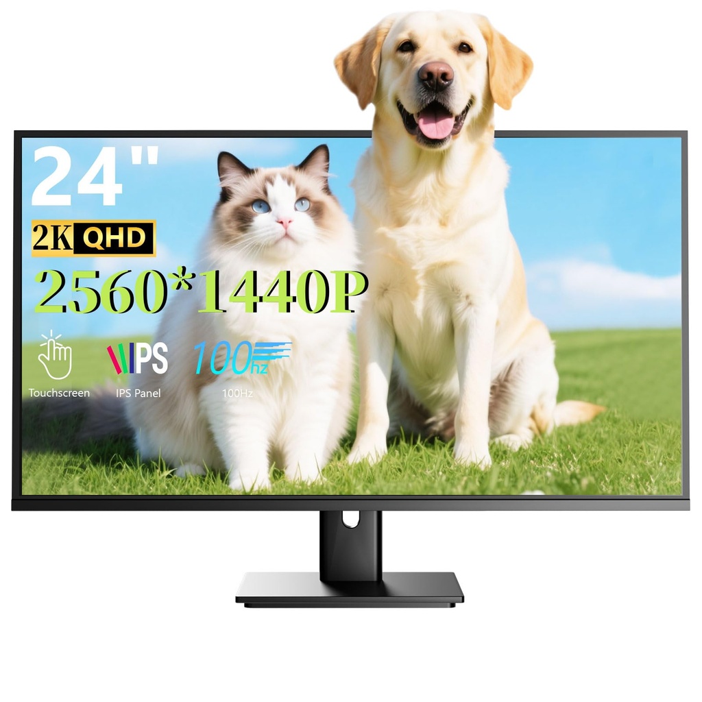Pisichen 24 Inch Touchscreen Monitor 2K QHD 2560x1440 IPS Gaming Monitor, 100Hz, 3ms Respons