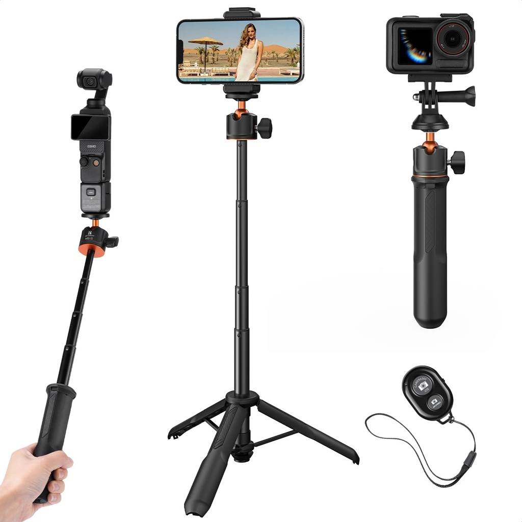 K&F CONCEPT 60cm/23.6" Mini Selfie Stick Tripod for Phone