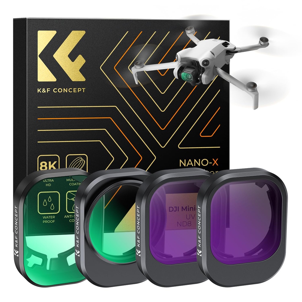 K&F Concept 4-Pack -CPL UV ND8 ND16 Filters Compatible with DJI Mini 4 Pro, Filter Kit Mult