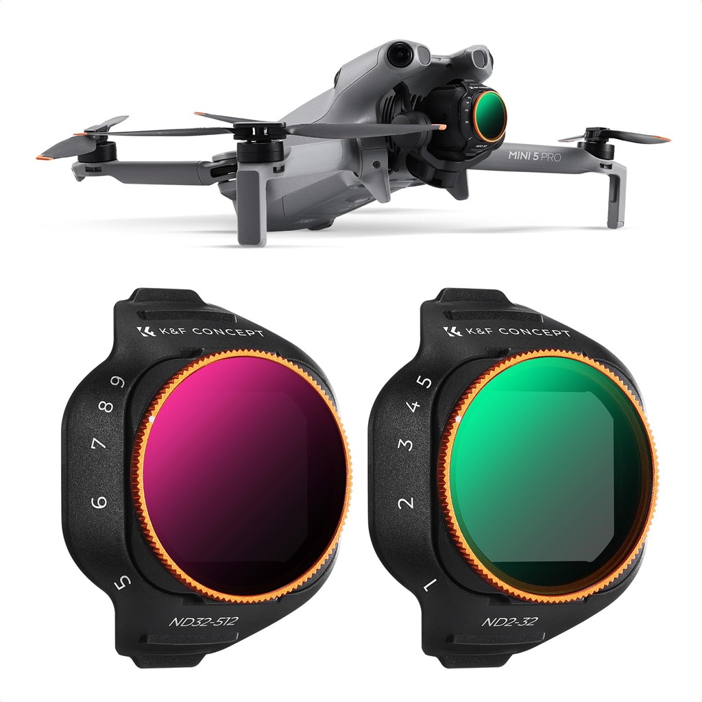 K&F CONCEPT Variable ND2-32 + ND32-512 Filter Kit Compatible with DJI Mini 5 Pro, Waterproo