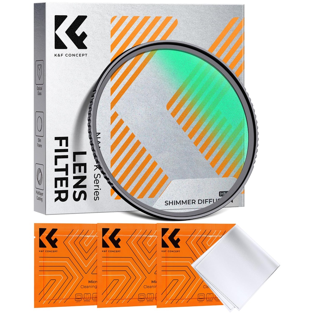 K&F CONCEPT 62mm Shimmer Diffusion 1 Filter Glimmer Dreamy Cinematic Effect