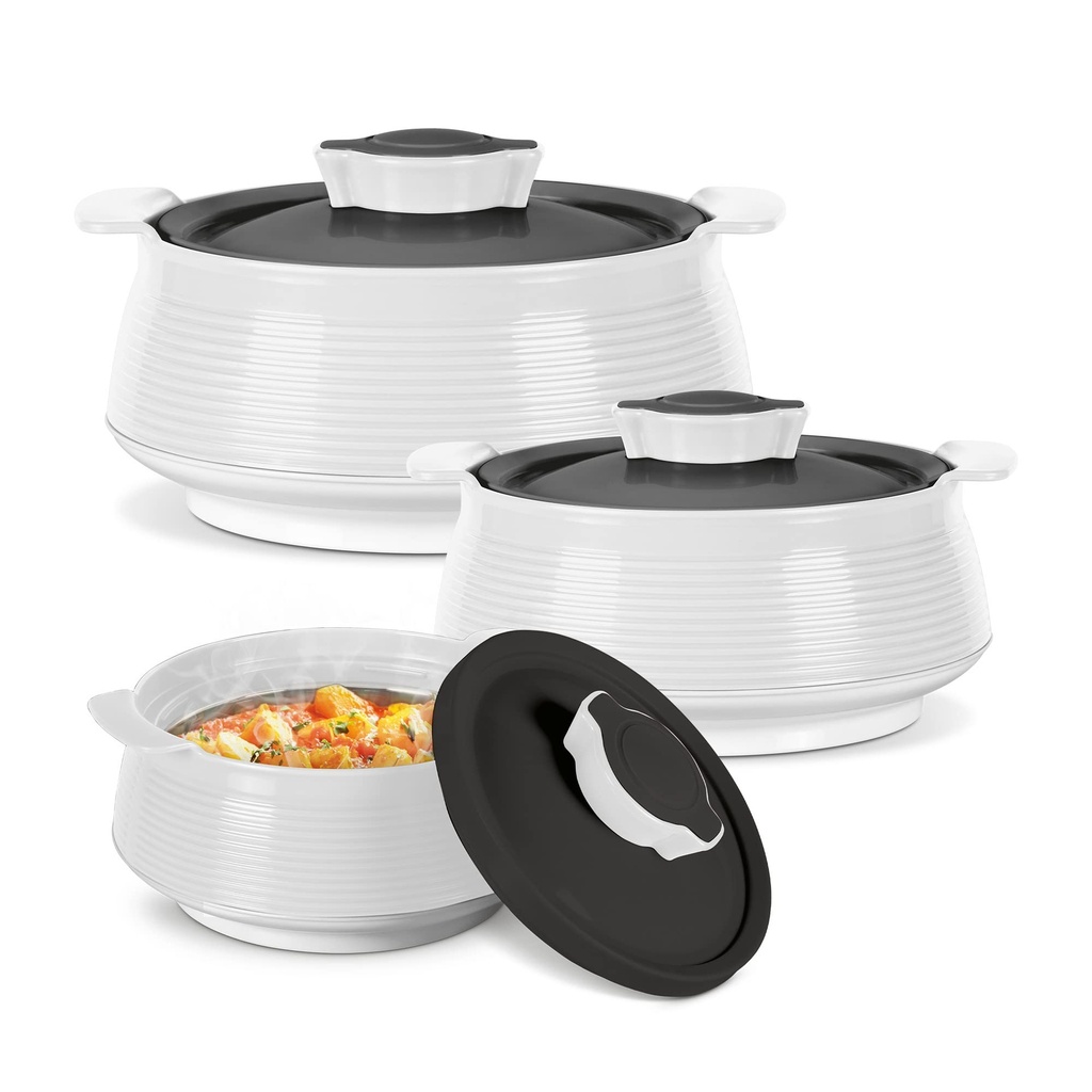 Milton Casserole Set of 3 (1.8, 1.3 & 0.8 Litre) PU Insulated Hot Pot for Food