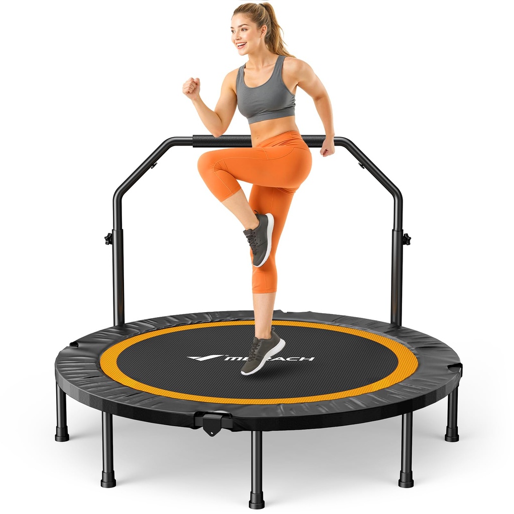 MERACH Mini Trampoline Fitness Adults - 48'' Indoor Trampoline with Adjustable Handle for E