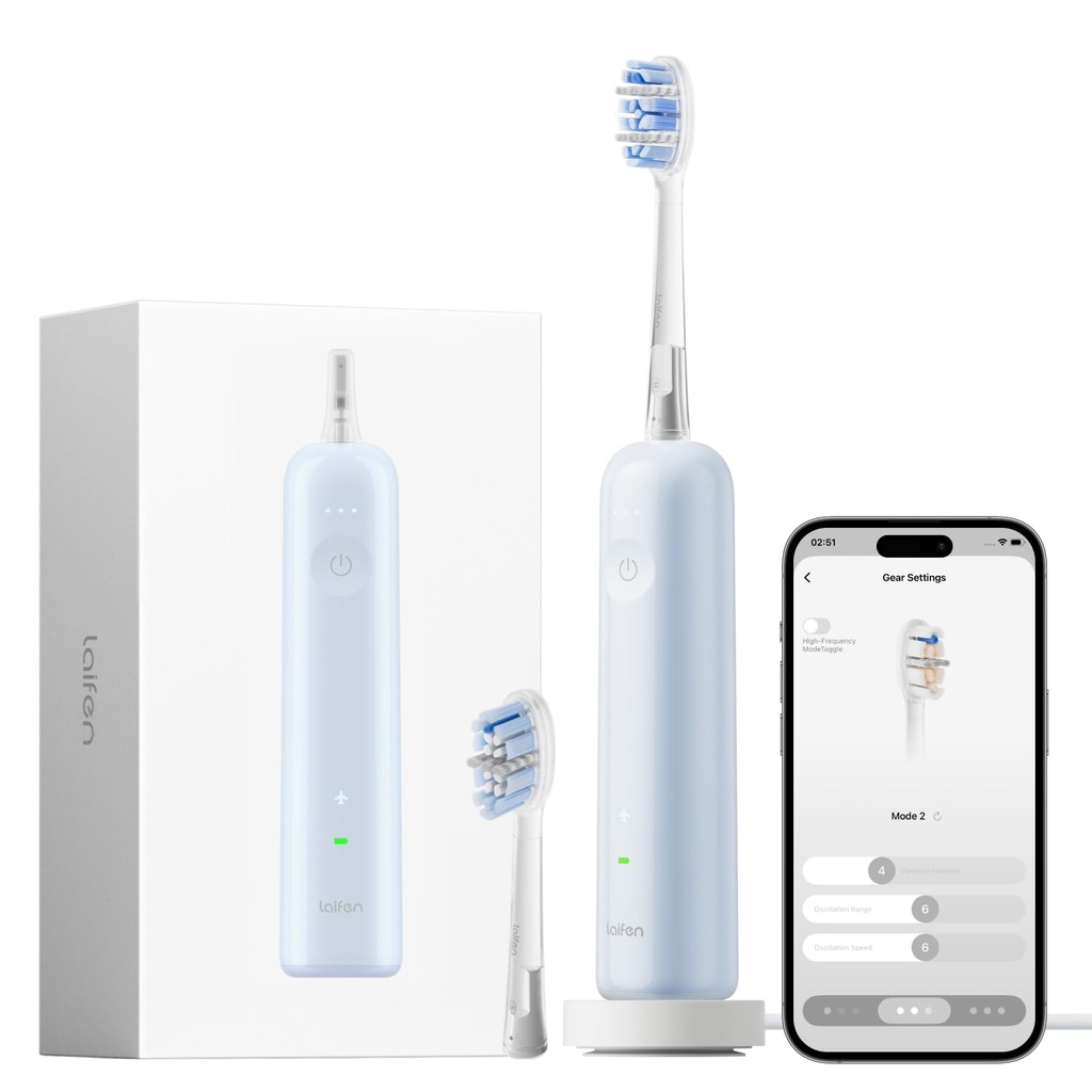 Laifen Wave Pro Electric Toothbrush, 60° WaveMotion, 66,000 VPM, Blue