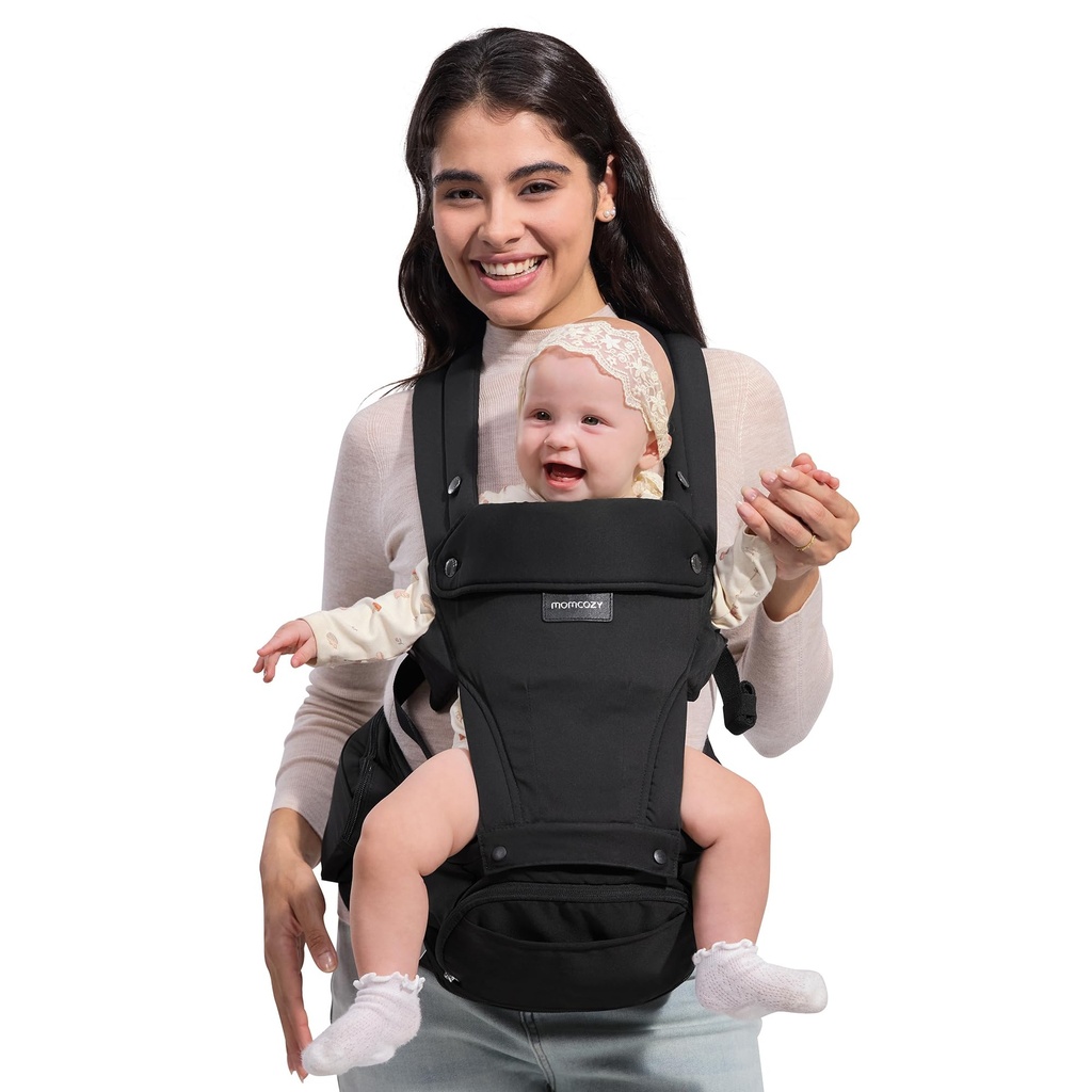 Momcozy Baby Carrier with Hip Seat for 5-36 Months/3.2-15kg, Black