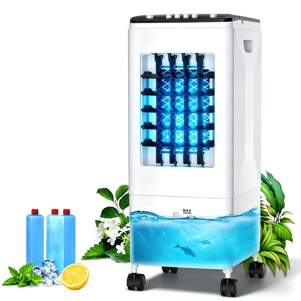Portable Air Conditioner, 2026 4-in-1 Evaporative Air Cooler Fan, 60W Space-Sav
