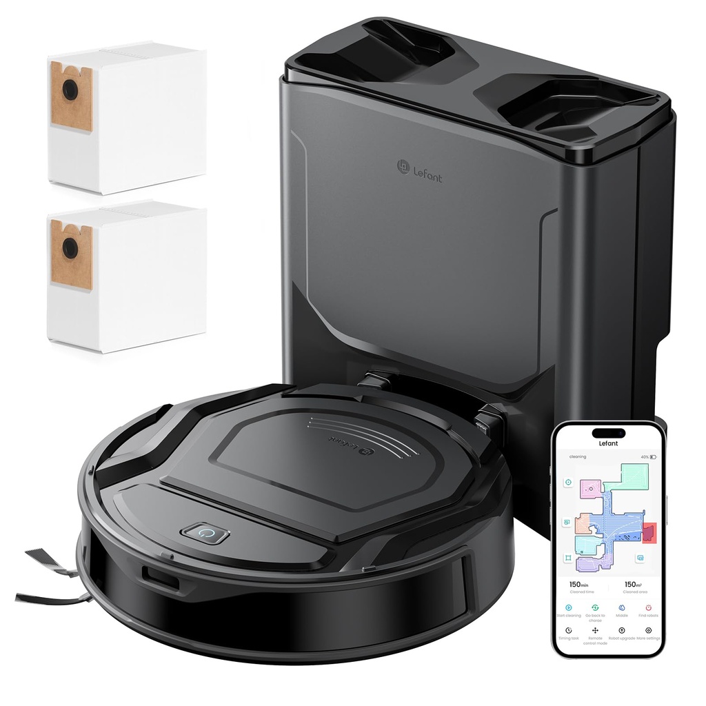 Lefant M210 PLUS Robot Vacuum and Mop, 6000Pa Suction, 75-Day Self-Emptying