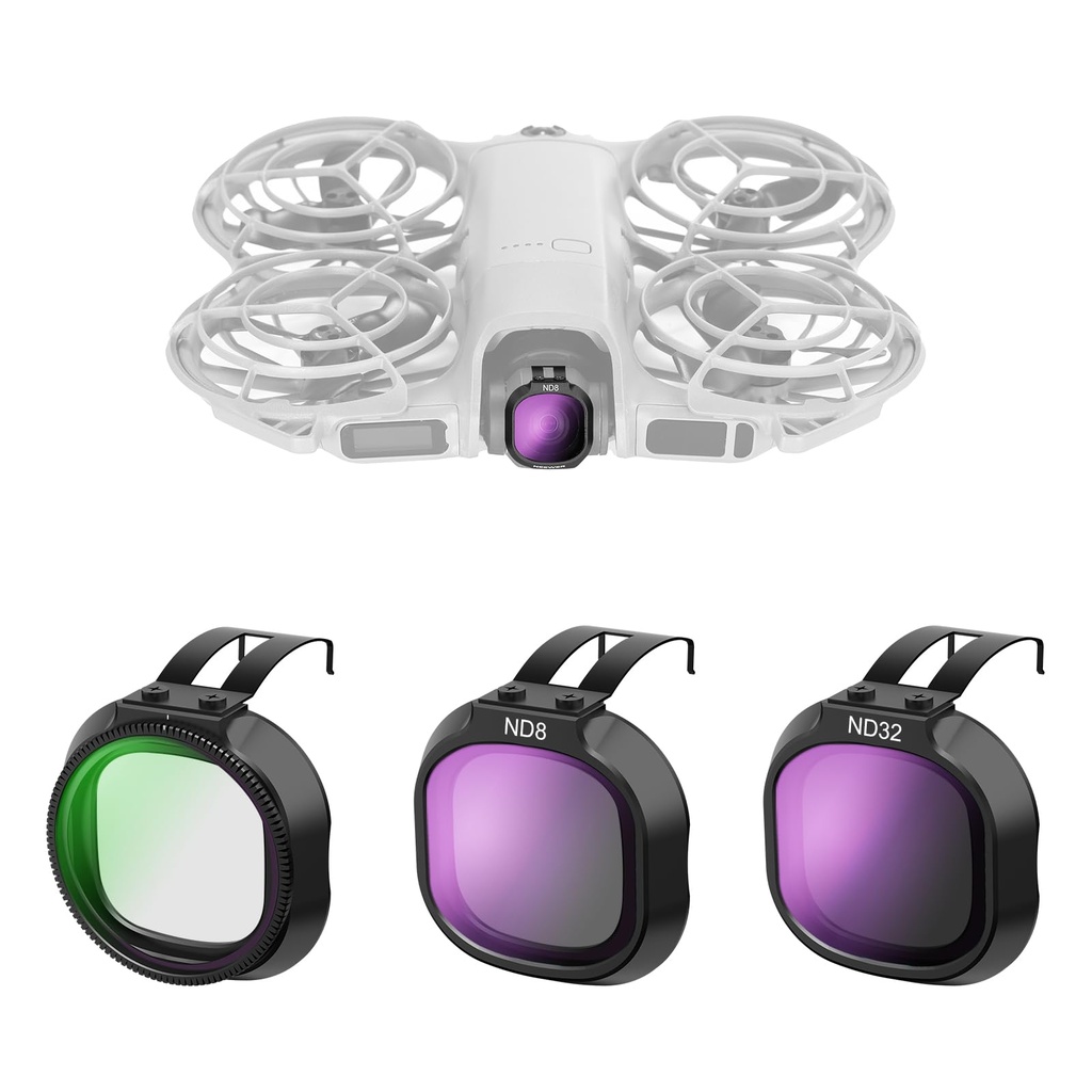 NEEWER CPL + ND Filter Set Compatible with DJI NEO 2 Only, 3 Pack Snap On Drone Camera Lens