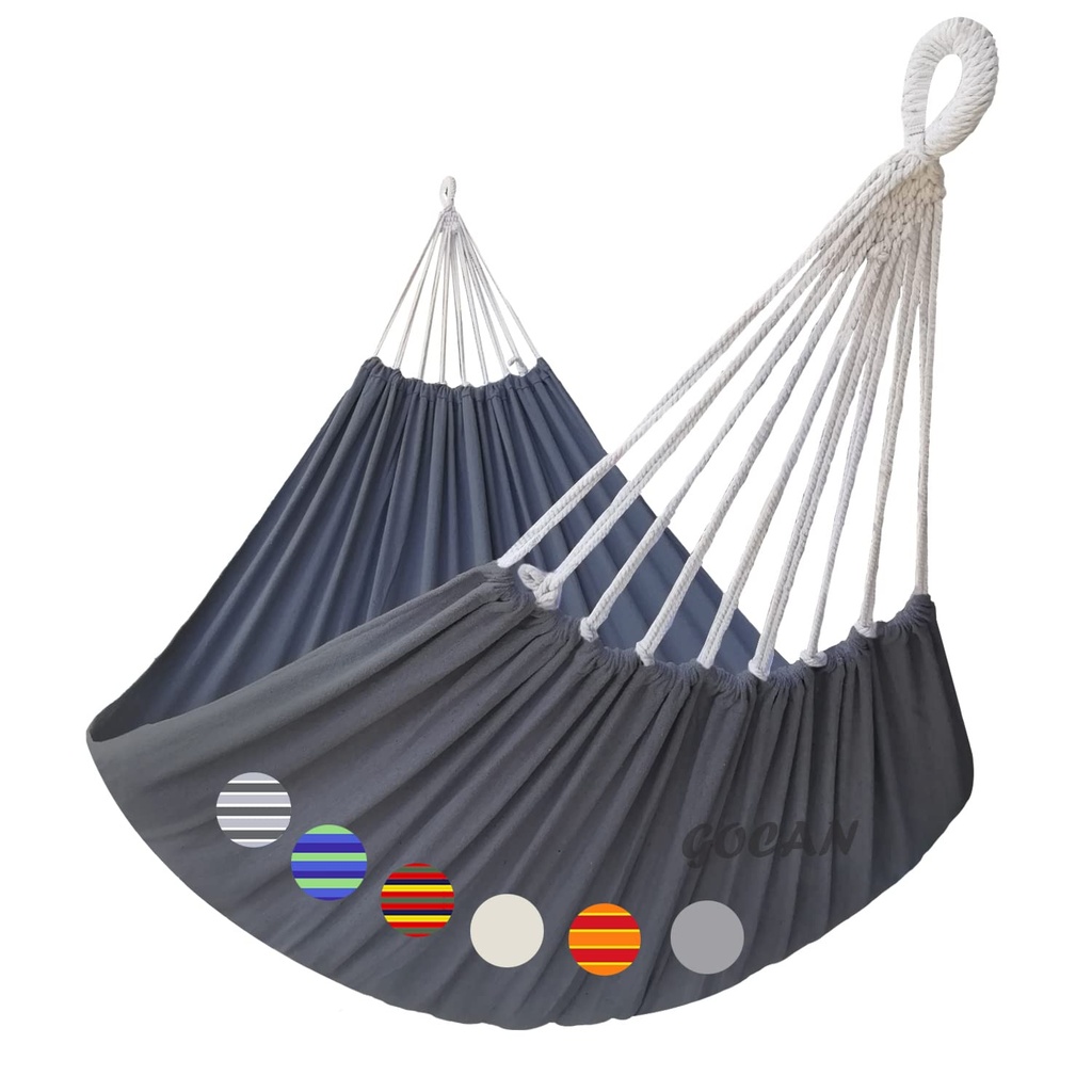 Double Hanging Hammock, 220 x 150cm Polycotton Fabric(Dark grey) XXL