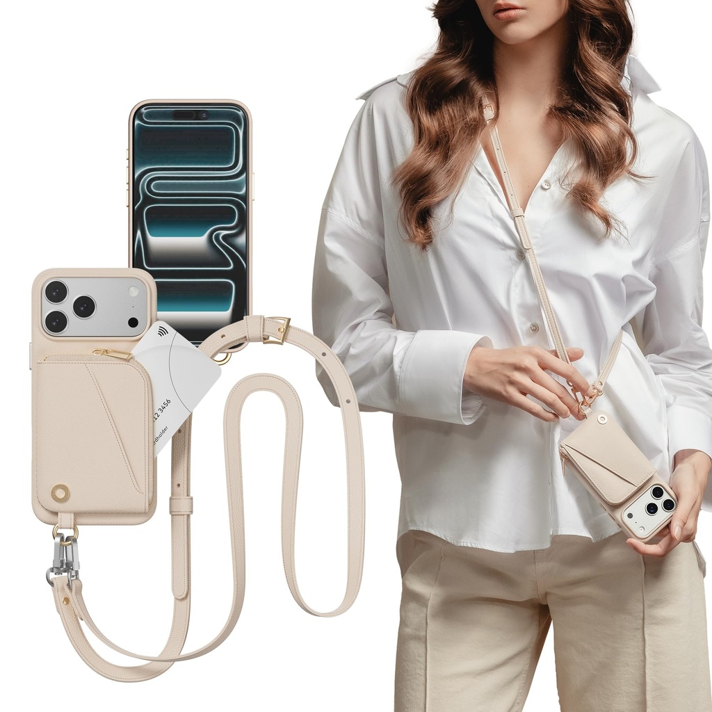 MAGEASY Designed for Phone 17 Pro Max Wallet Case with Crossbody Strap - Coin Purse & Card