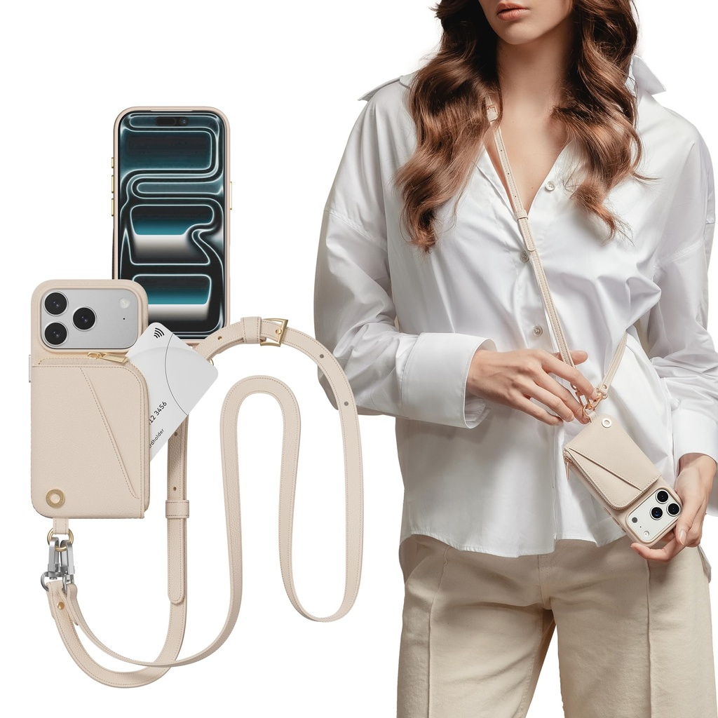 MAGEASY Designed for Phone 17 Pro Wallet Case with Crossbody Strap - Coin Purse & Card Slot