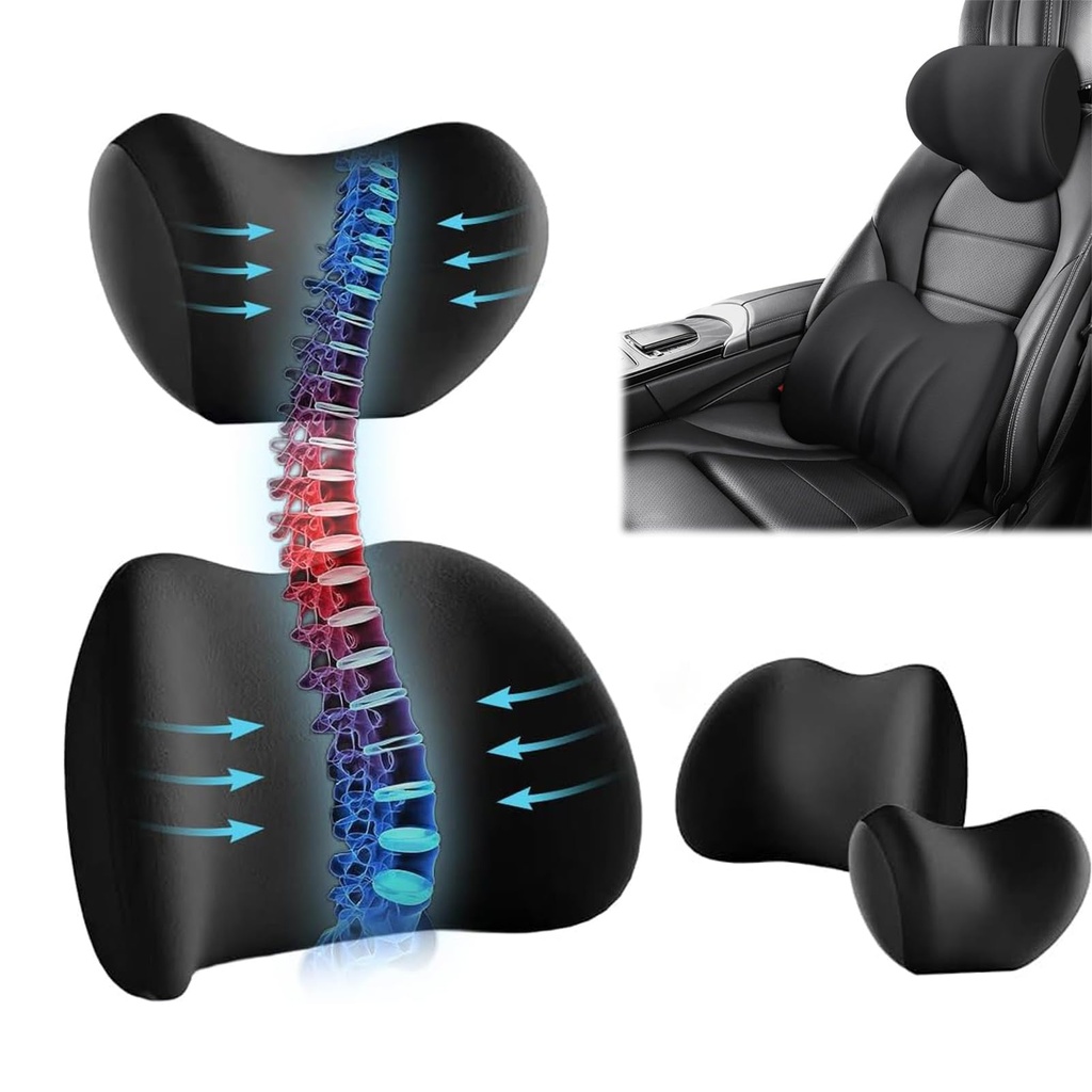 Aimisite Car Headrest & Lumbar Support Cushion, Car Seat Pillow Comfortable Neck Pillow for