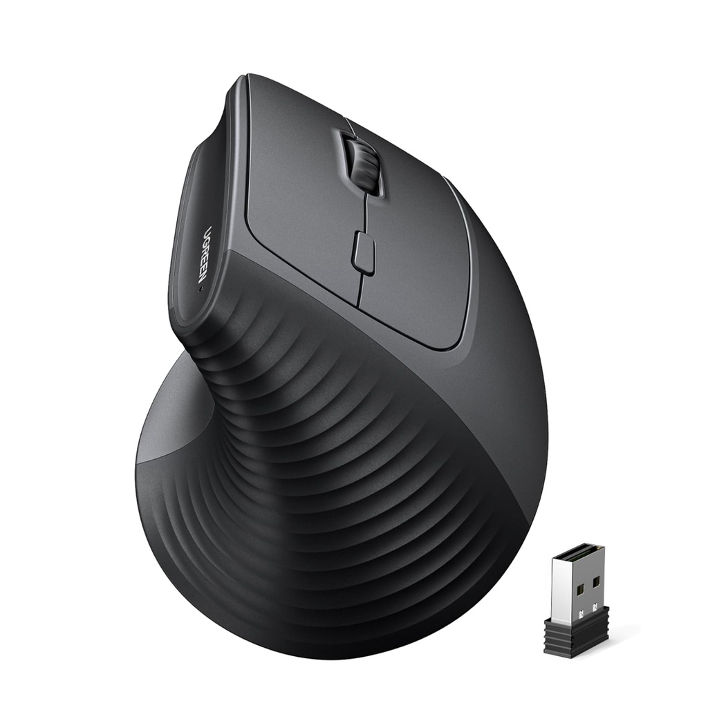 UGREEN Wireless Ergonomic Vertical Mouse, 12-Month Battery Life, 6 Buttons