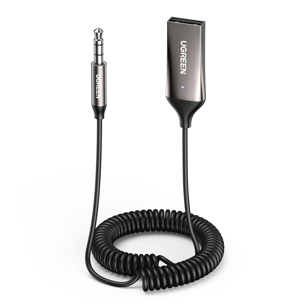 UGREEN Bluetooth Aux Adapter, Car Aux Bluetooth 6.0 Receiver USB