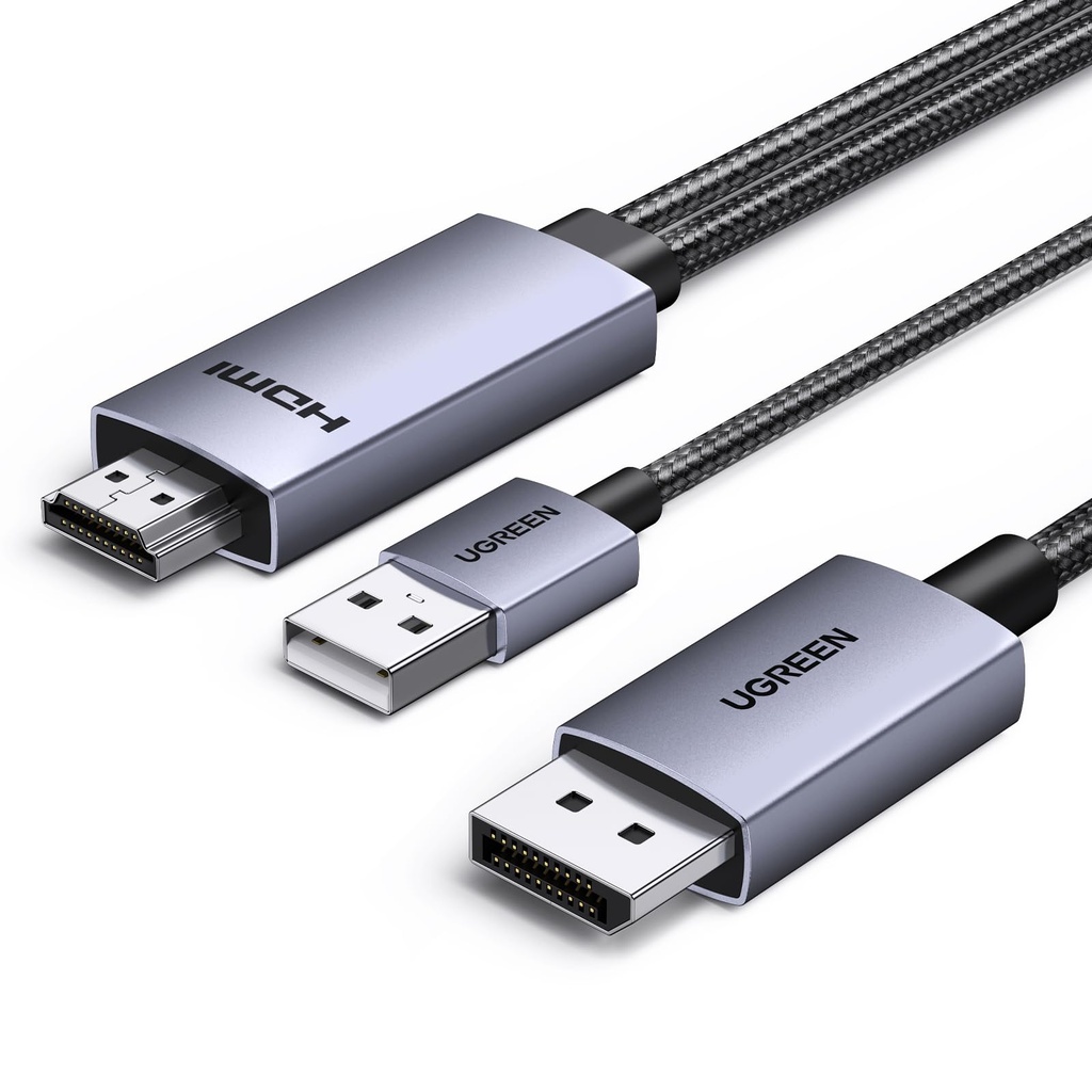UGREEN Non-bidirectional HDMI to DisplayPort Cable 2m 4K@60Hz 1440P@144/120Hz 1080P@240Hz A