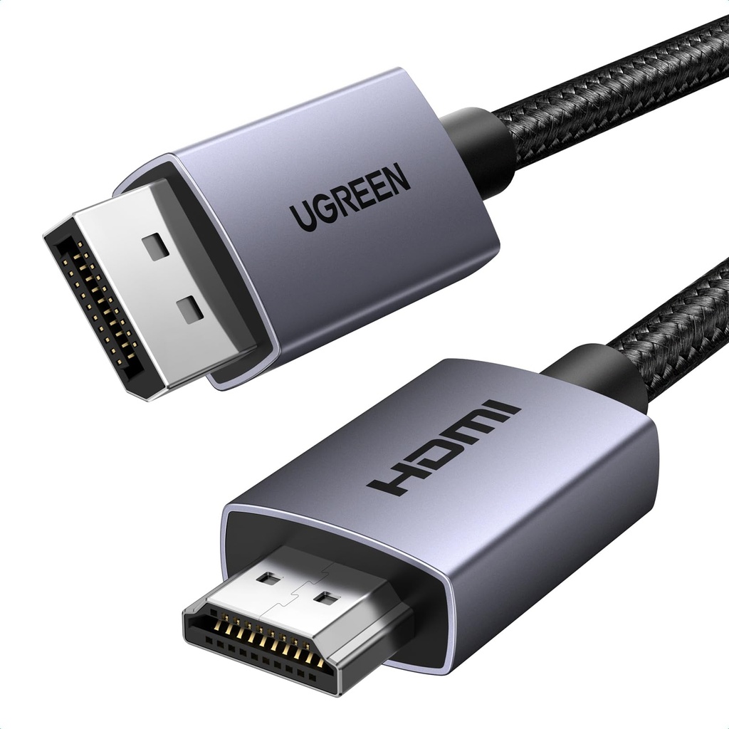 UGREEN 4K Displayport to HDMI Cable 3.3FT Unidirectional Braided DP to HDMI