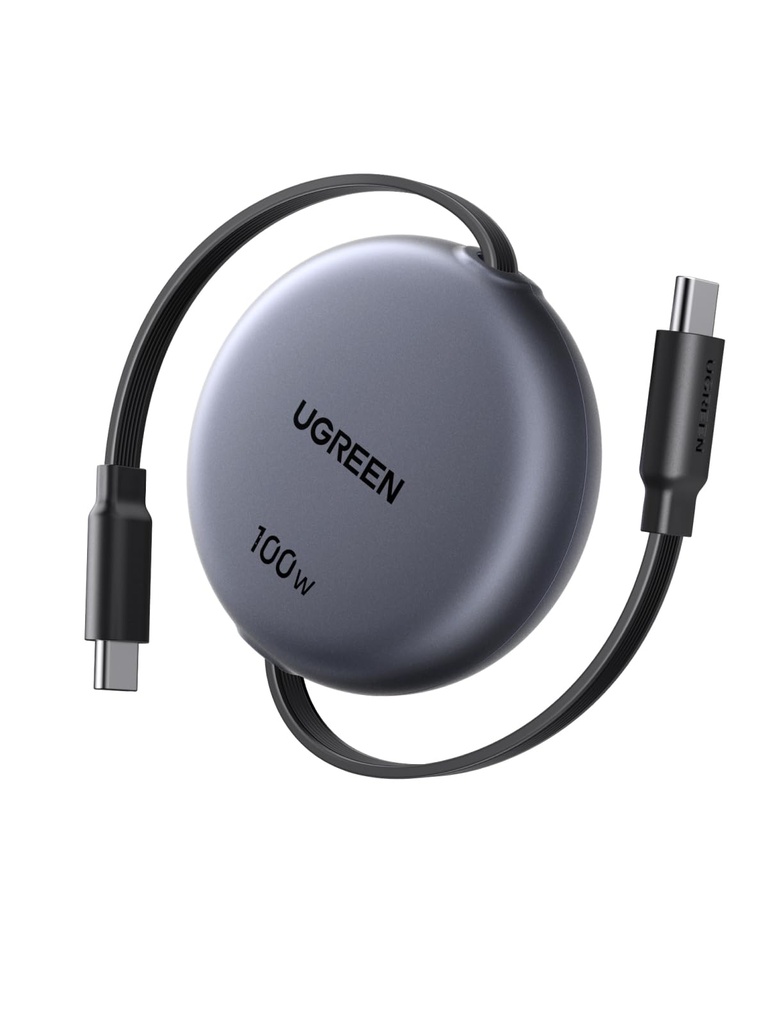 UGREEN Retractable 100W USB C to USB-C Charger Cable, 1M Max, Black