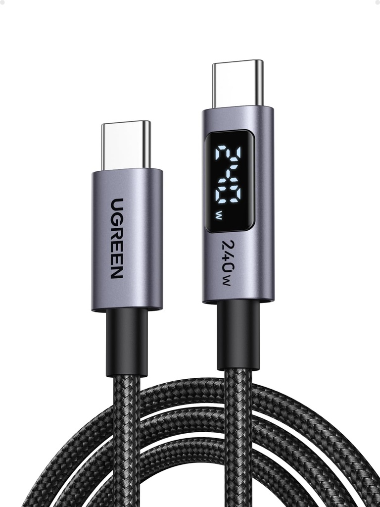 UGREEN 240W USB C to USB-C Cable with Built-in Digital Screen, 1M
