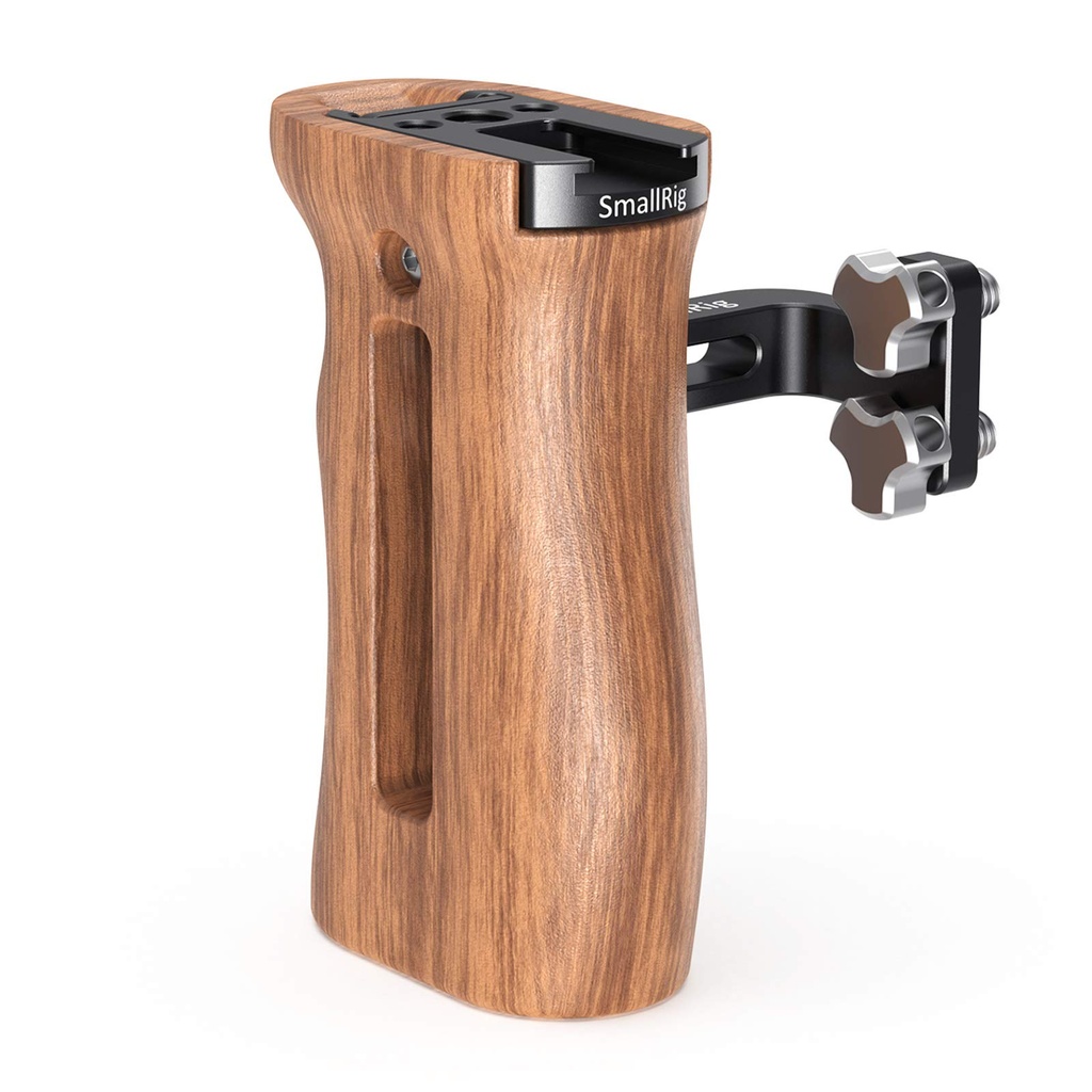 SMALLRIG Universal Side Wooden Handle Grip with 1/4''-20 Screws for DSLR Camera Cage, Max.
