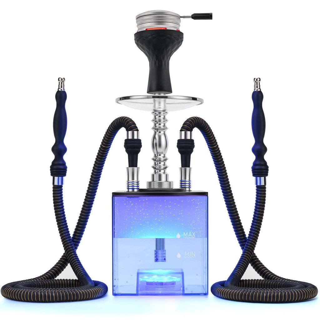 Hookah Set with Everything - Kitosun Updated Cube Modern Shisha include Vulcan HMD Silicone