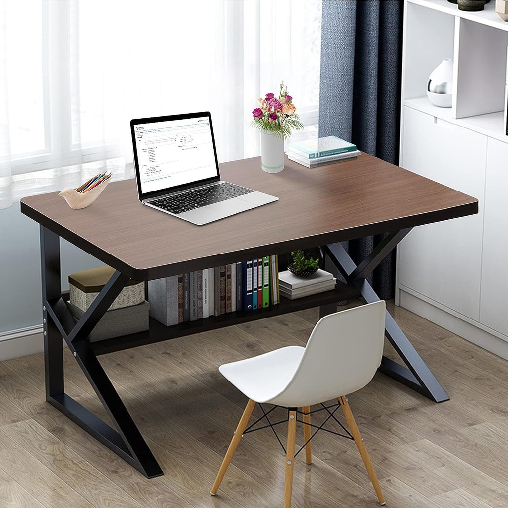 Anmas Power Computer Desk with Bookshelf - 100cm K Shaped Home Office Desk for Students and