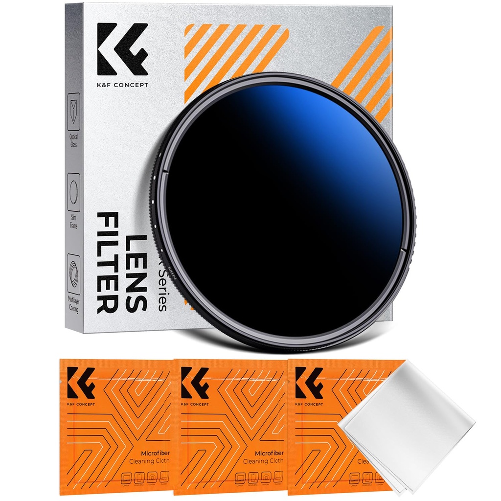 K&F CONCEPT 77mm Variable ND Filter ND2-2000 1-11 Stops with Cleaning Cloth