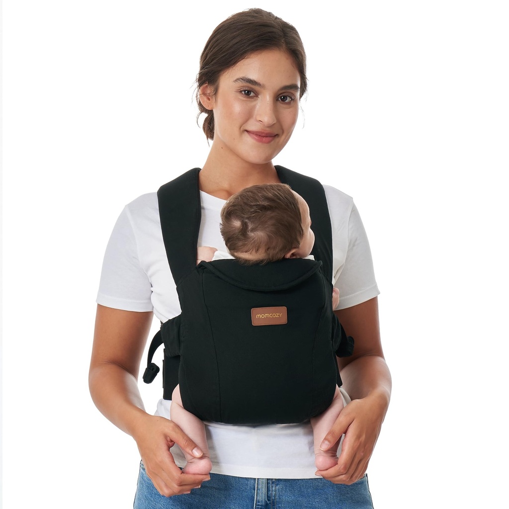 Momcozy WeeSnug Newborn Carrier for 3.2-11.3kg/Waist 64-127cm, Cotton Black