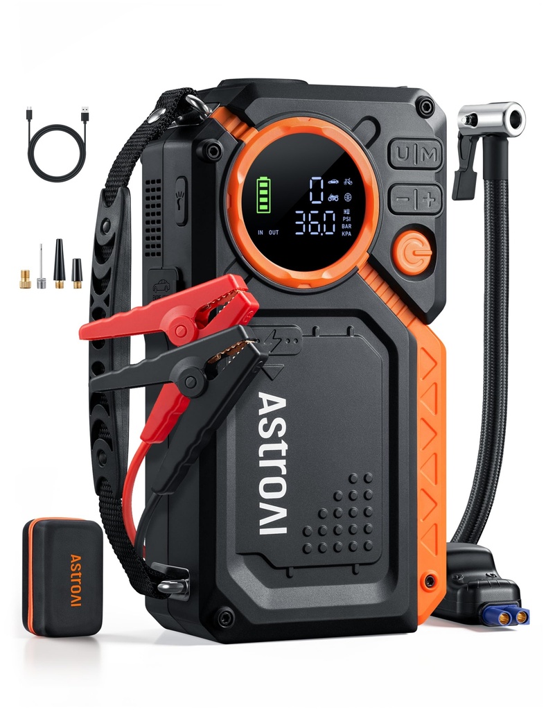 AstroAI 8000A MF12-V Jump Starter Power Pack with Air Compressor