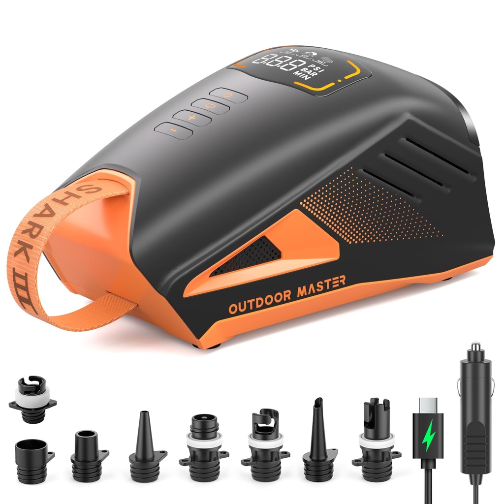 OutdoorMaster Shark 3 Paddle Board Pump Electric 74Wh- 3'50" Fast Inflation