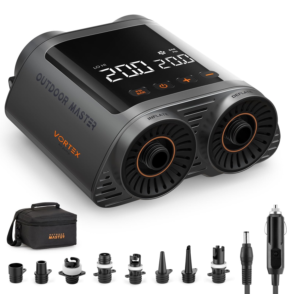 OutdoorMaster Vortex Paddle Board Pump Electric Portable Inflator &Deflator