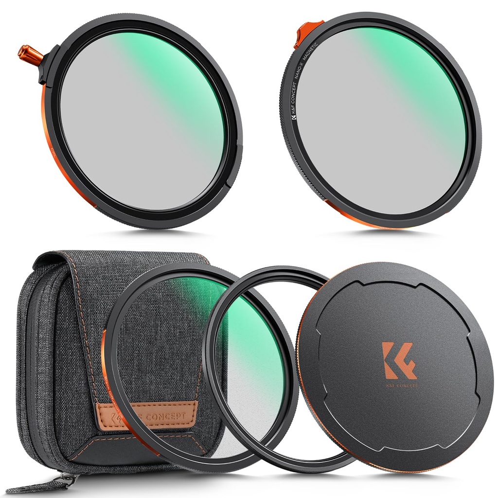 K&F CONCEPT 77mm Magnetic Lens Filter Set CPL Variable ND Black Diffusion
