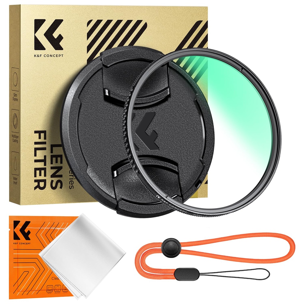 K&F CONCEPT 72mm Polarising Filter CPL Filter with Lens Cap Cleaning Cloth