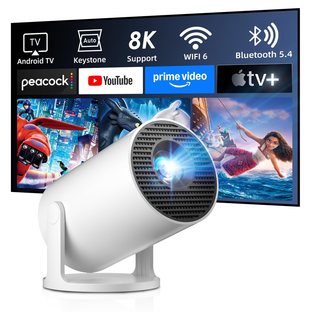 HY300Pro+ 2026 Ultra Smart Projector Built-in Android 14 Apps,12000 Lumens