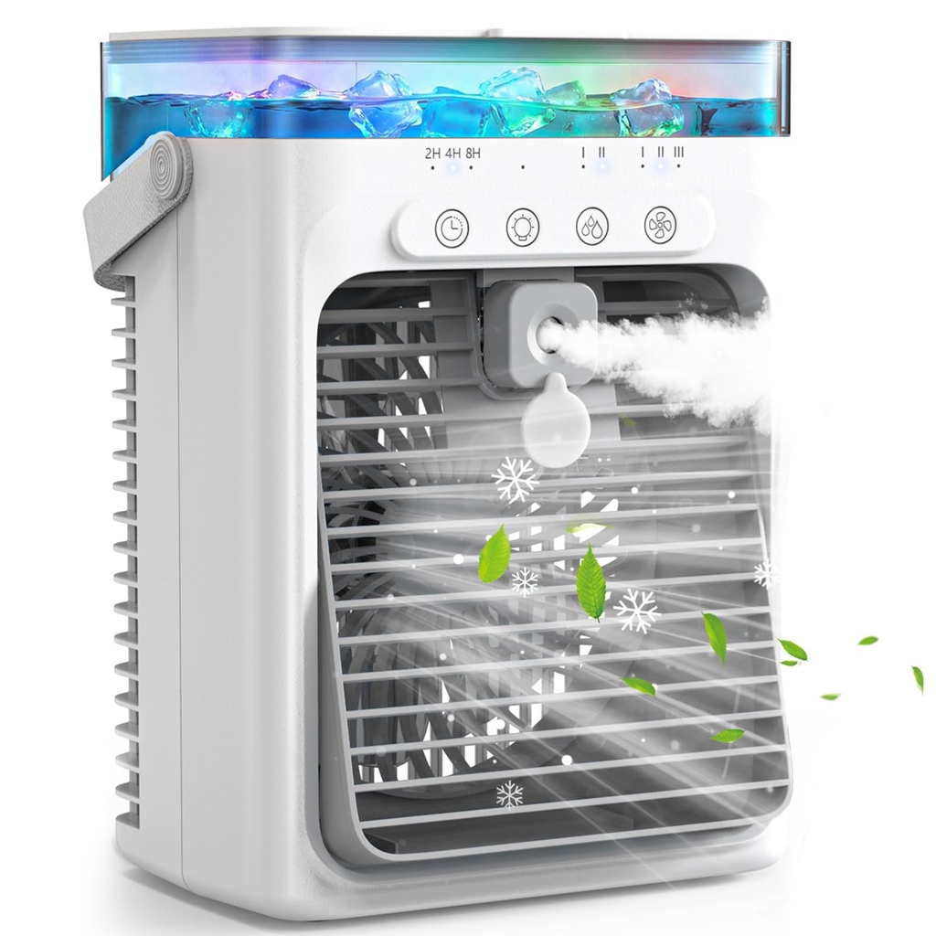 Portable Air Conditioner, 4 in 1 Mini Air Cooler with 1000ml Water Tank, 3 Speeds & 2 Mist
