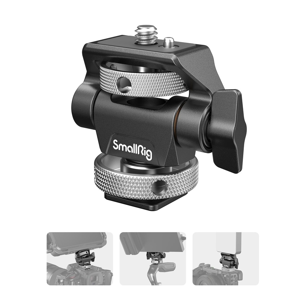 (New Version) SMALLRIG Camera Monitor Mount with Cold Shoe Adapter, 360?? Swivel and 180??