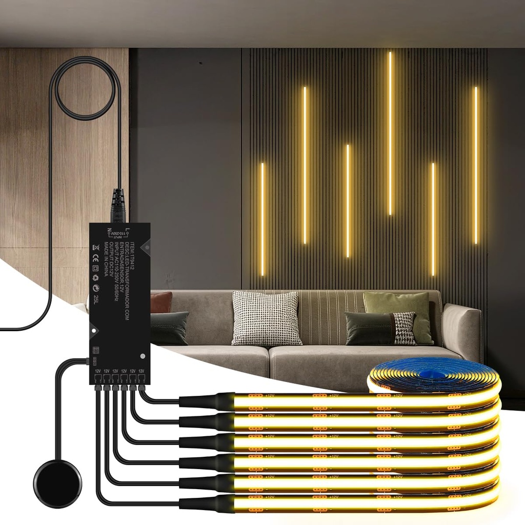 tlinkosta Black Cabinet Light COB LED Strip Light