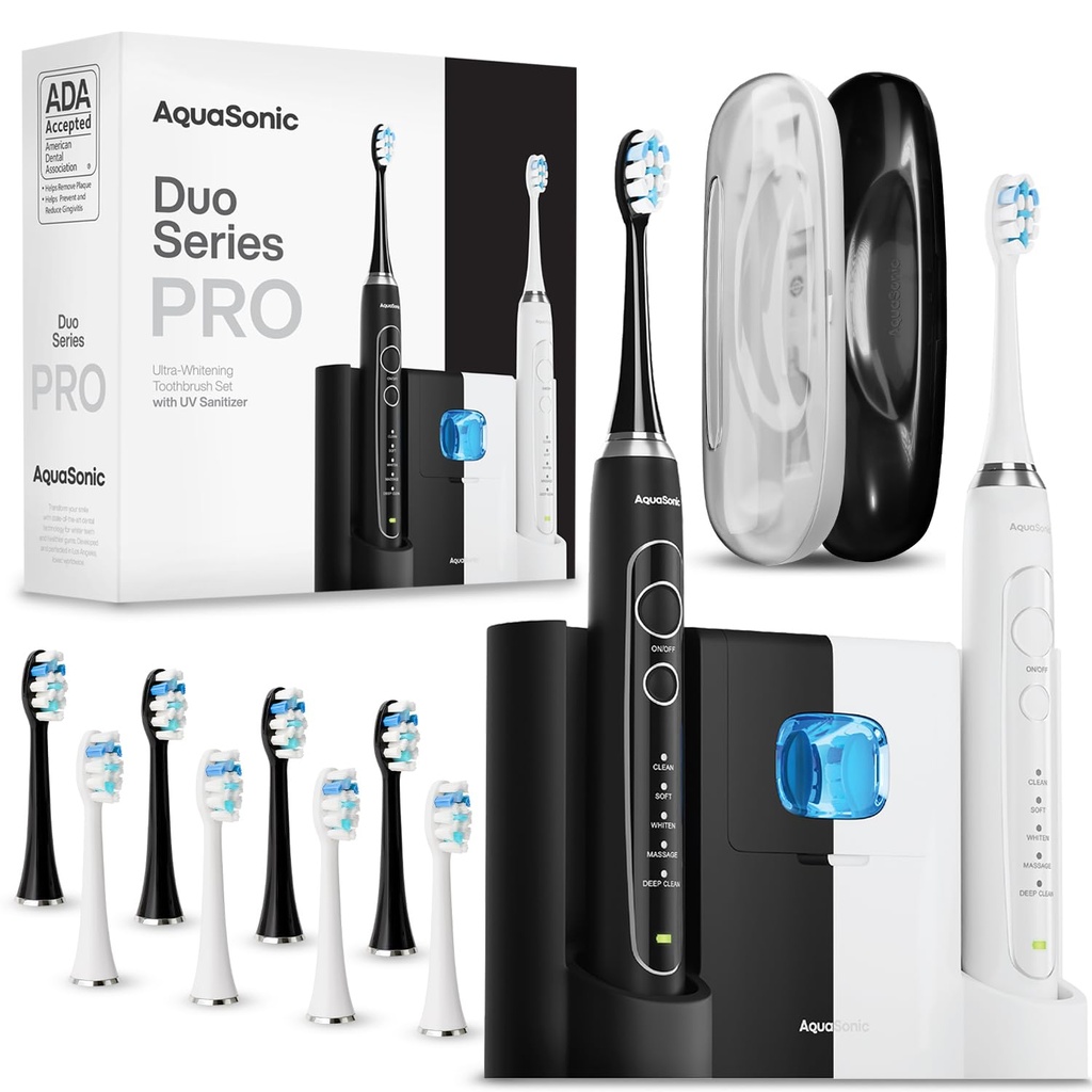 Aquasonic - Duo Series PRO UV Electric Toothbrush | ADA Accepted Electric Toothbrushes with