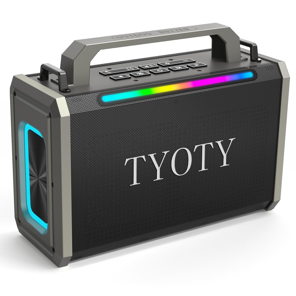 TYOTY Portable Bluetooth Speaker 80W Loud Wireless Outdoor Stereo Sound Deep Bass IPX5 Wate