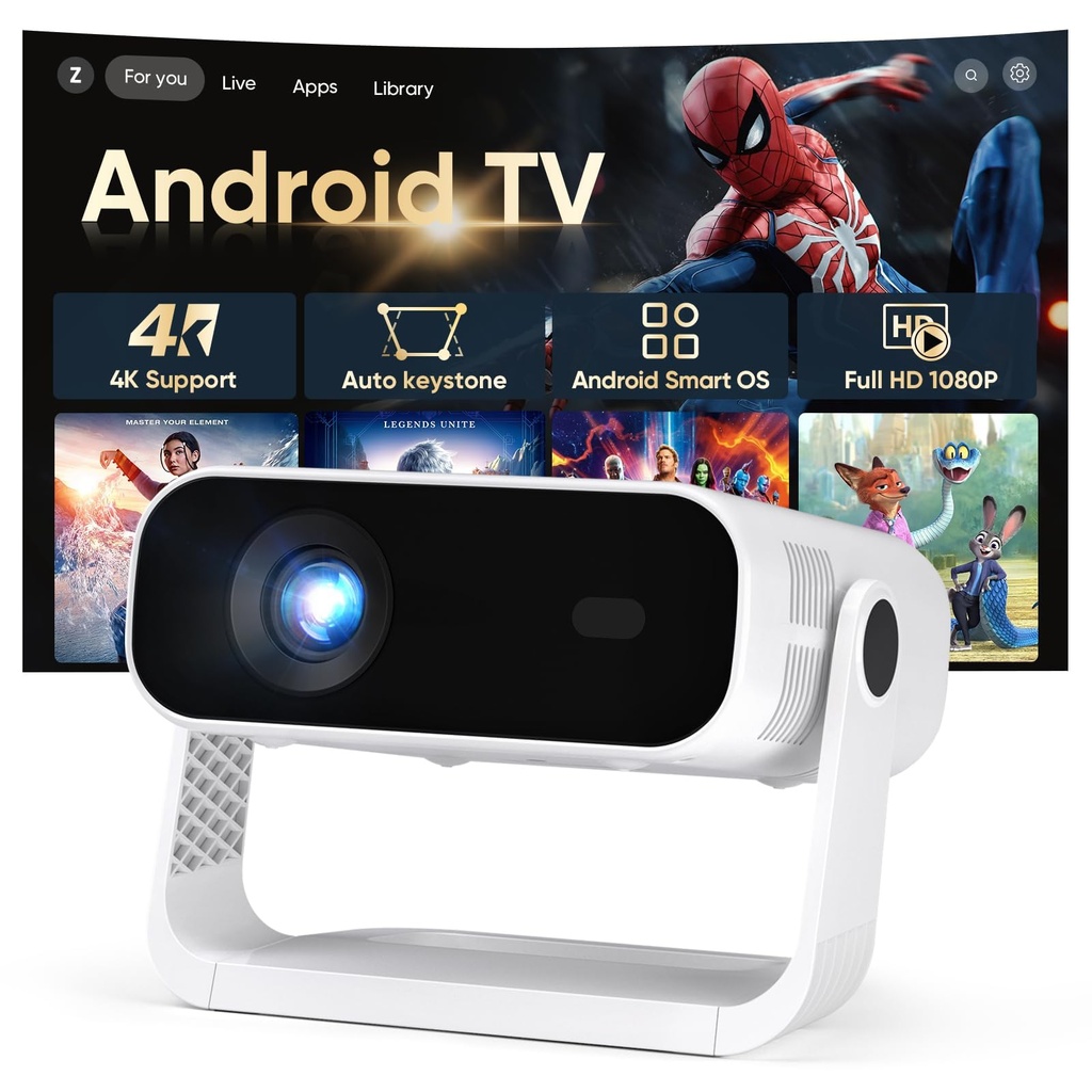 2026 New Smart Projector Built-in Apps Android 14 Native 1080P 4K Supported
